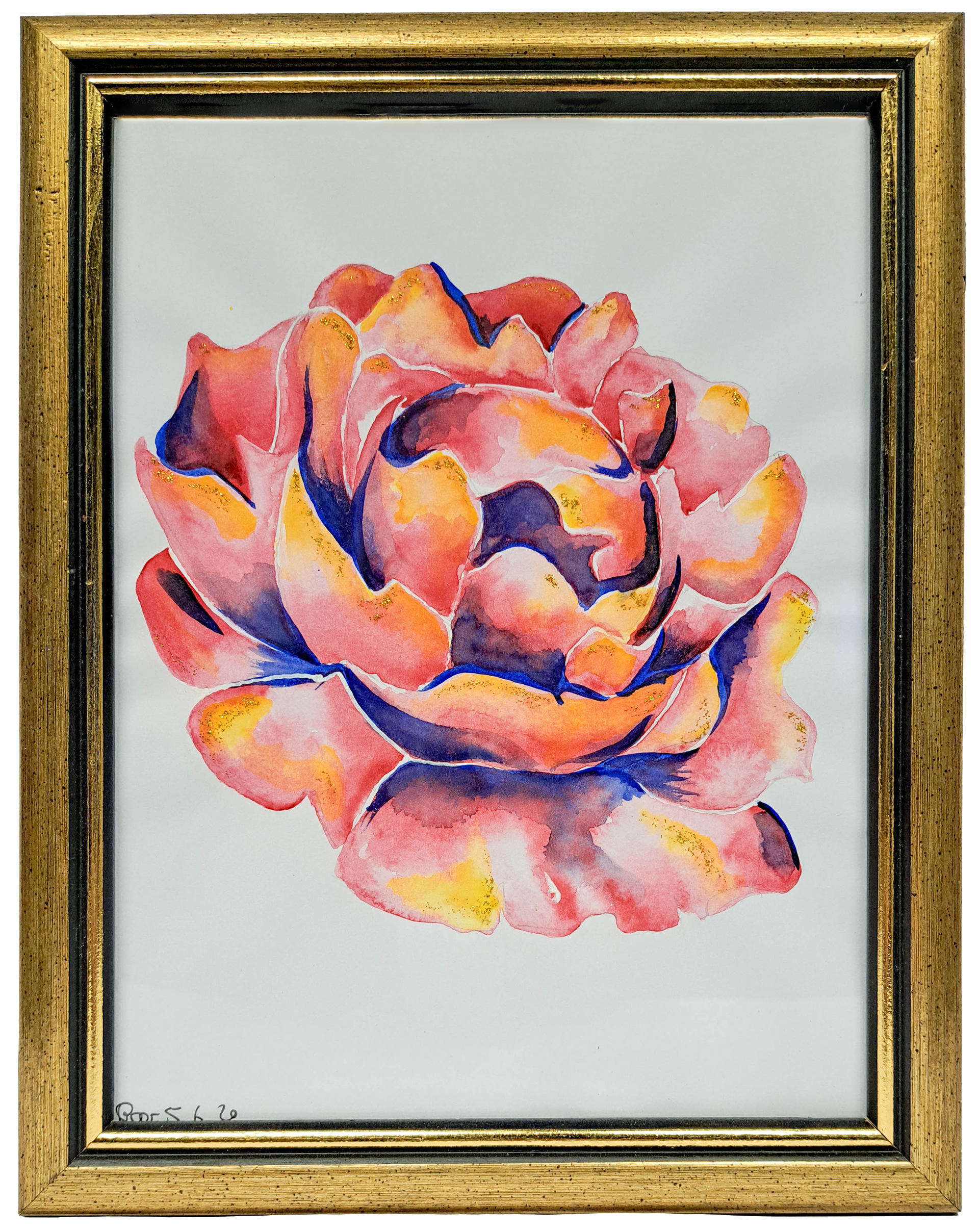 Aquarell Original von Anna Beer – Pfingstrose, handgemalt