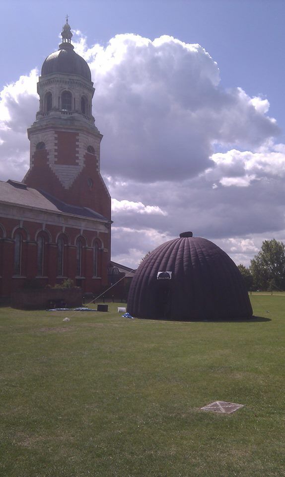 Science Dome UK outdoor planetarium set up for an outdoor event.