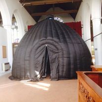 Science Dome UK indoor mobile planetarium at a UK church hall.