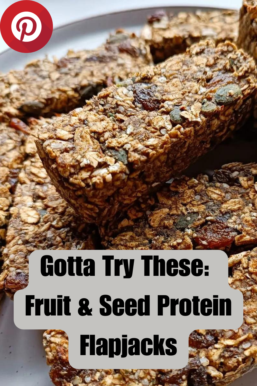 fruit and seed flapjacks on a plate