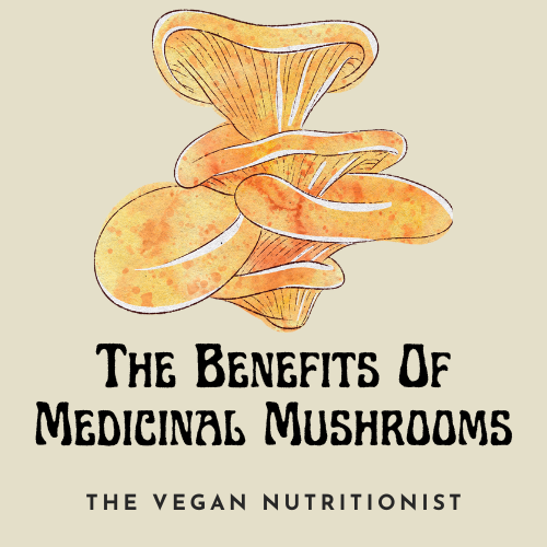 The benefits of medicinal mushrooms poster with oyster mushroom