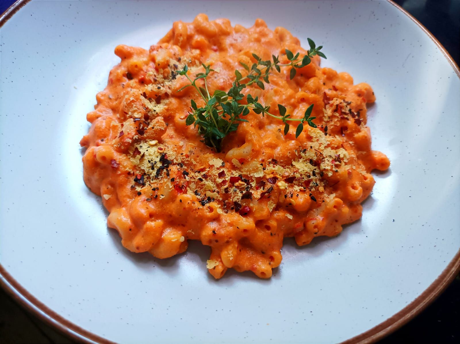 Red Pepper Pasta in a bowl