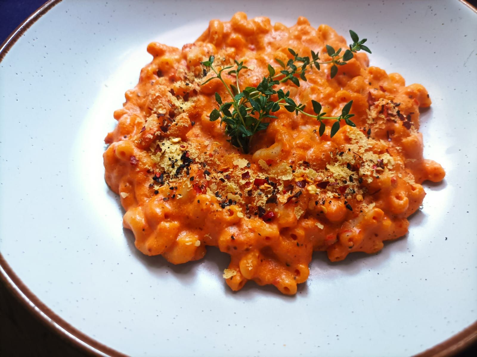 Red Pepper Pasta in a bowl
