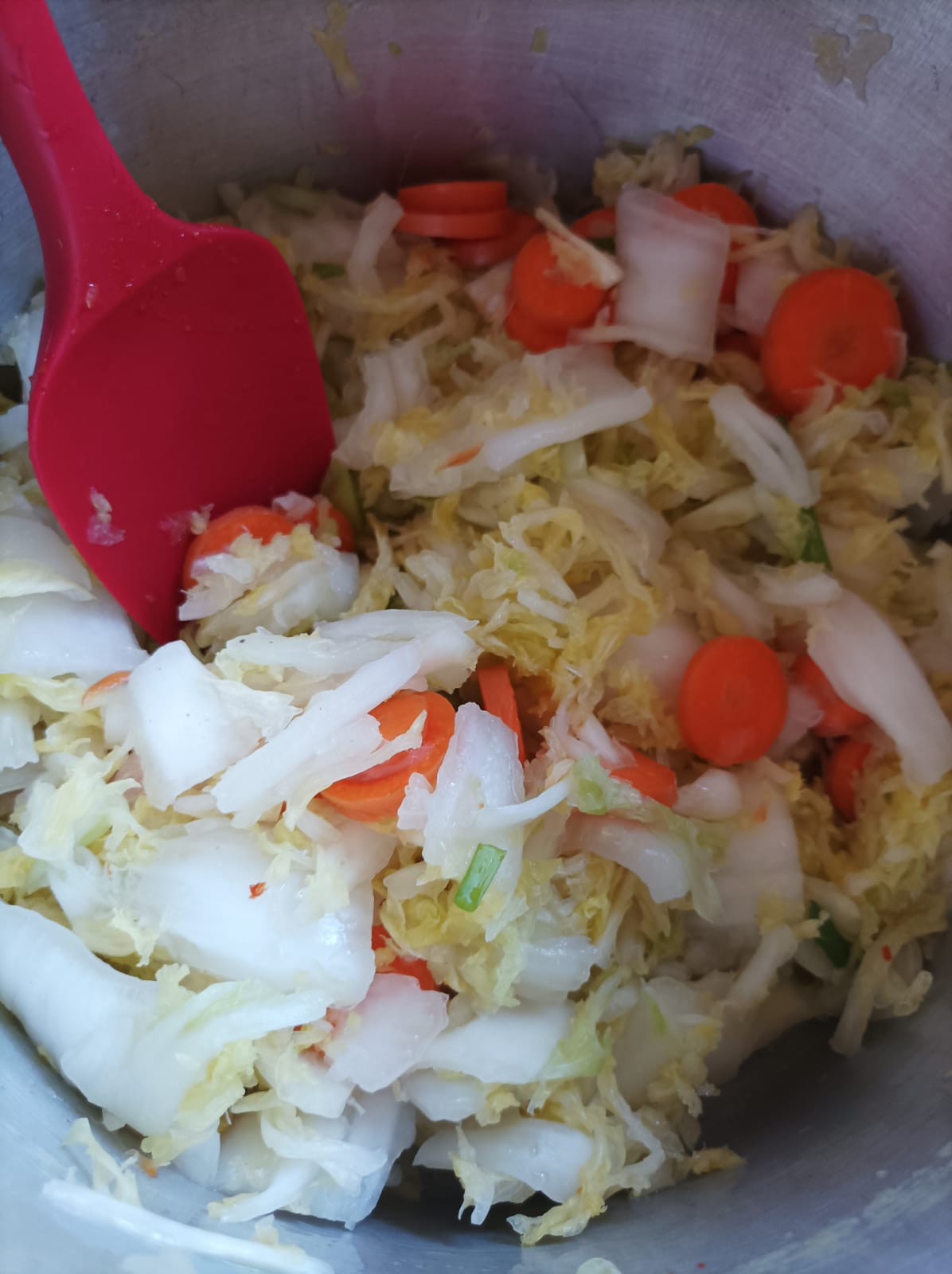 Kimchi vegetables in a saucepan