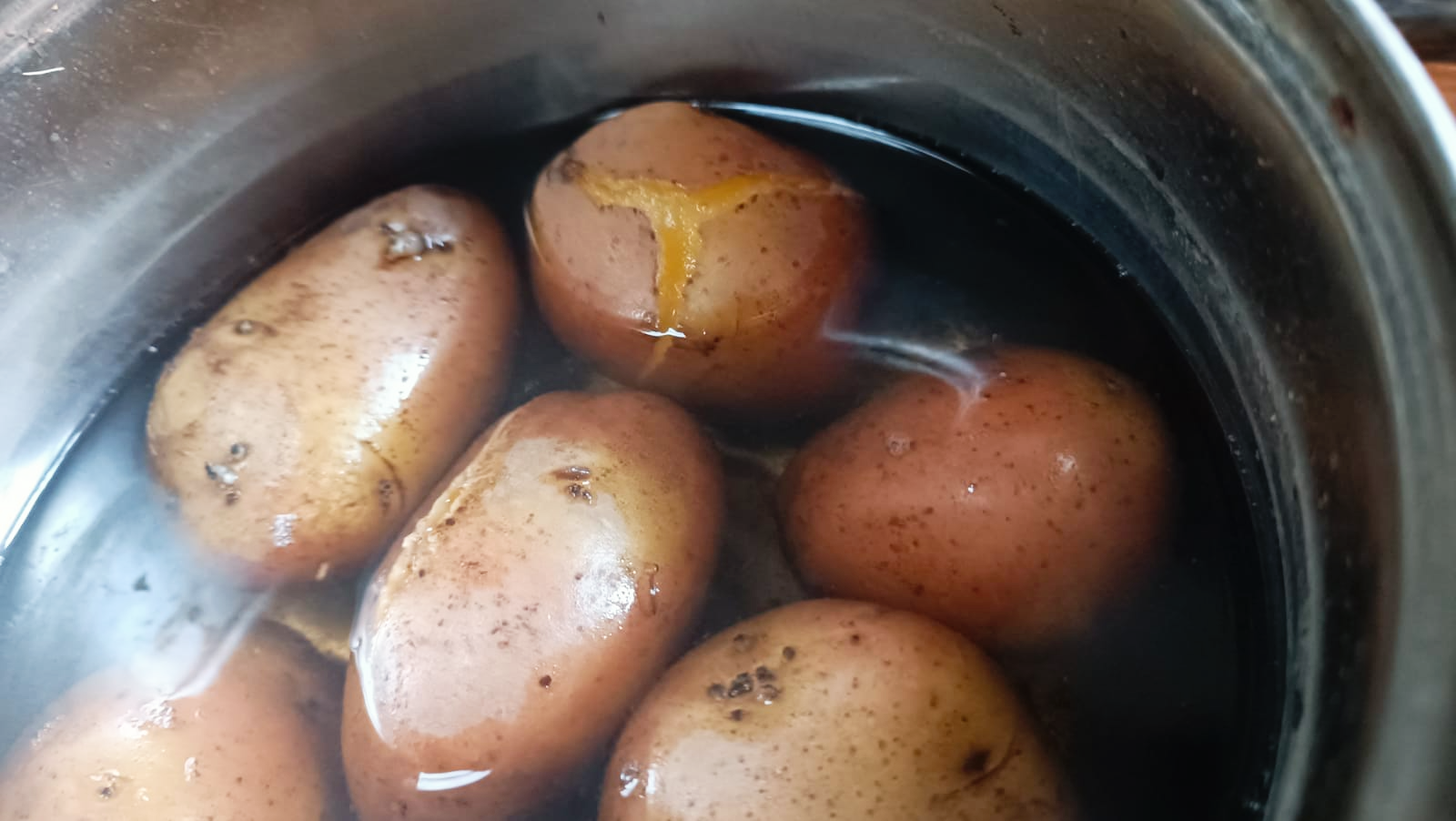 boiled potatoes in a pot