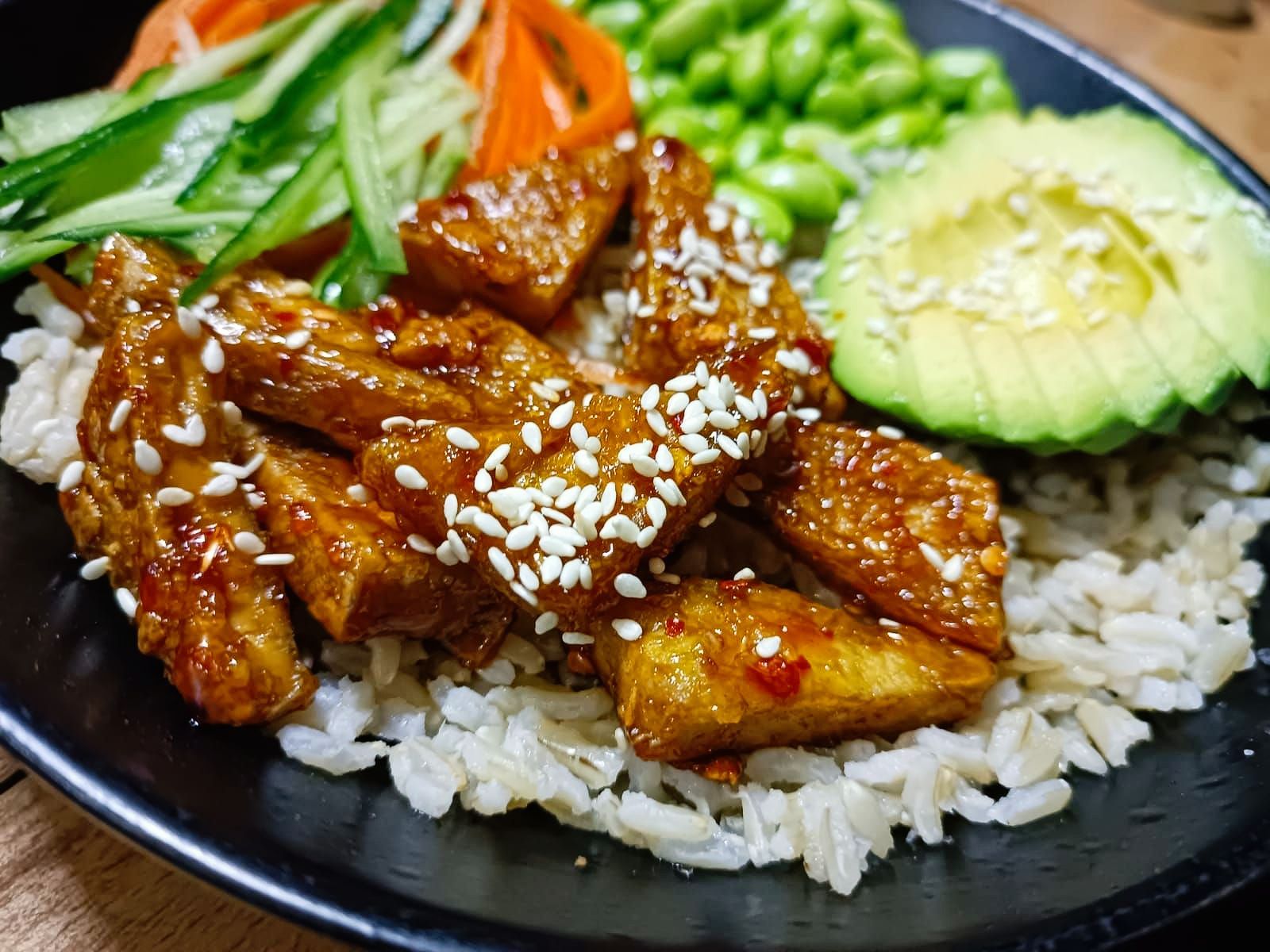 sticky tofu sushi bowl