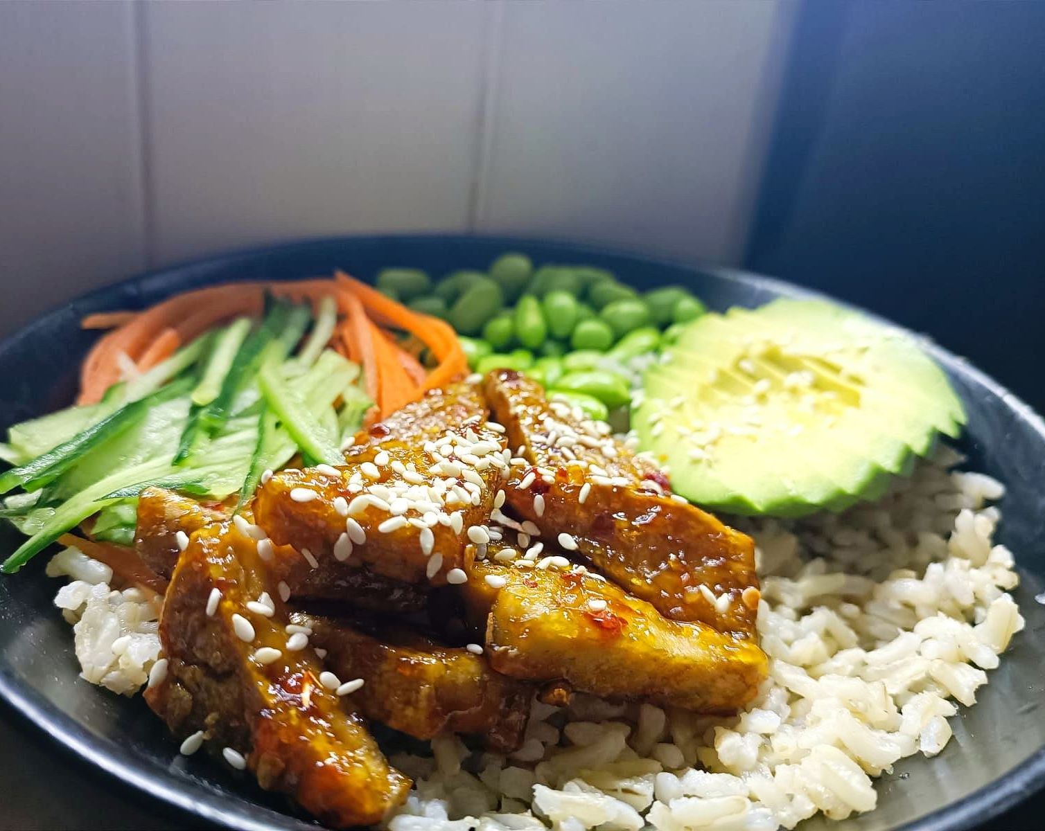 sticky tofu sushi bowl