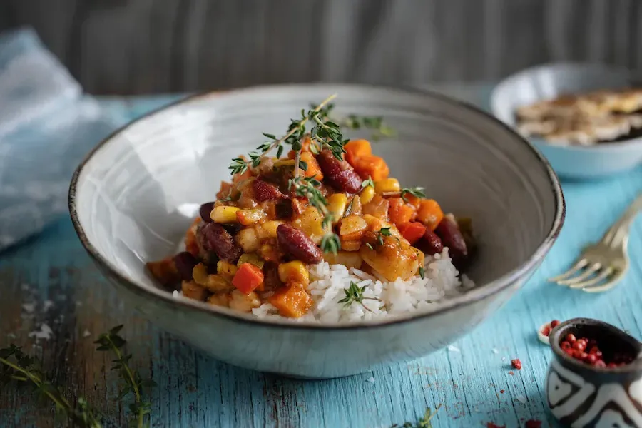 rice and beans in a bowl