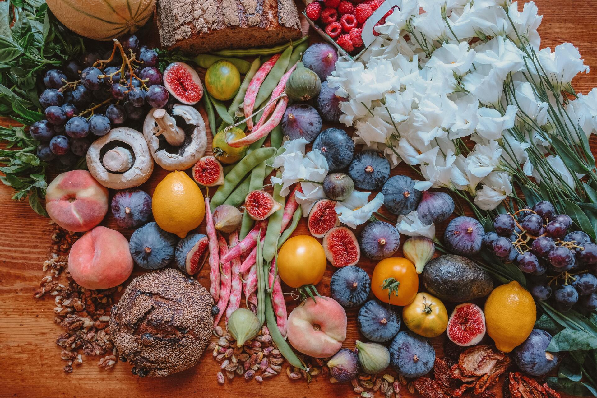 fruit and veg on a table