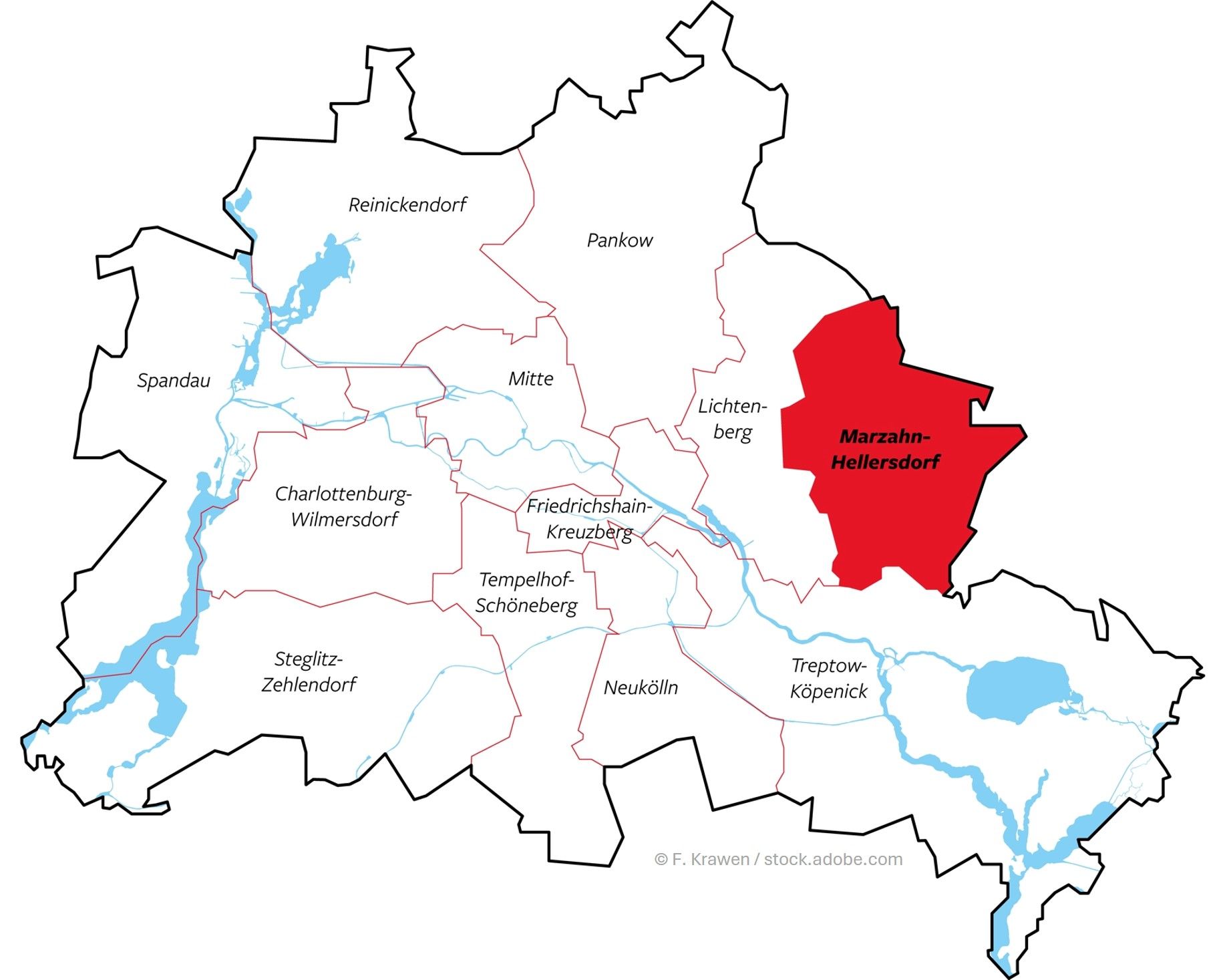 Berlin-Landkarte mit Marzahn-Hellersdorf hervorgehoben, Alarmanlagen-Service lokal