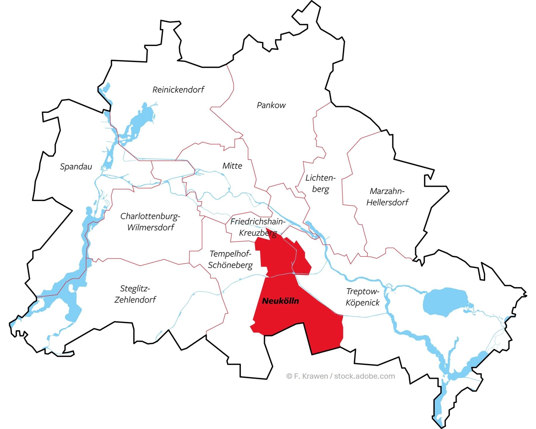 Landkarte mit Neukölln markiert – Fokus auf Einbruchschutz und Alarmtechnik