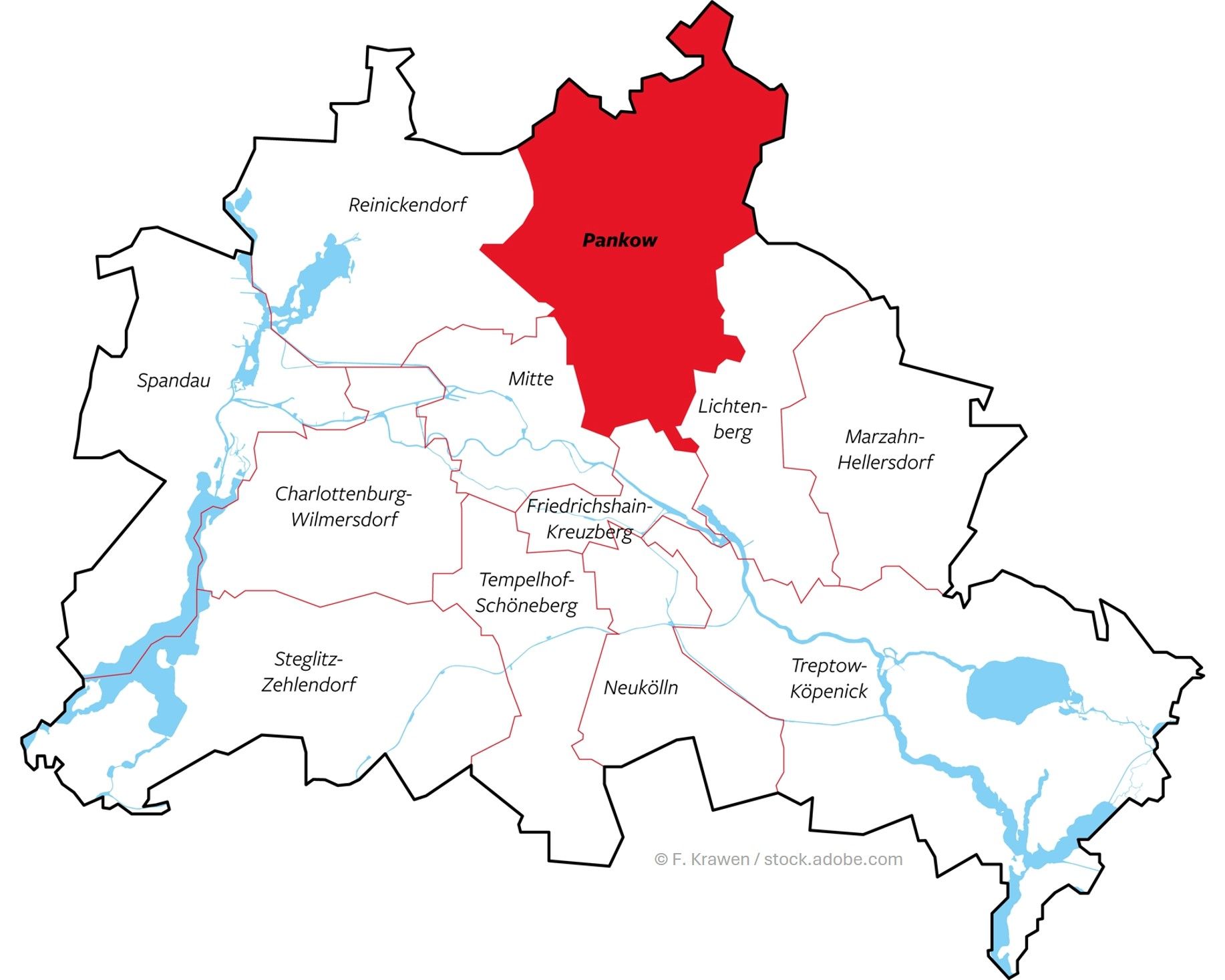 Karte Berlin mit Pankow farbig markiert – Regionale Alarmanlagenberatung