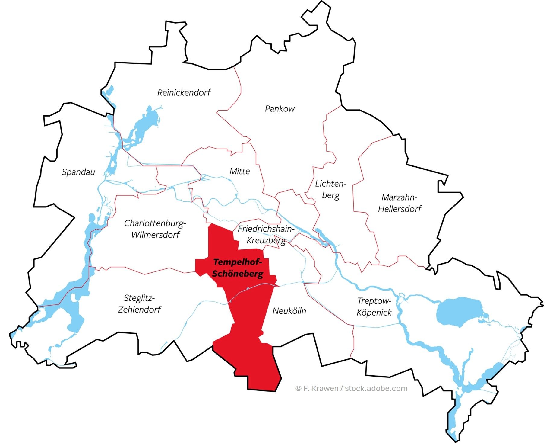 Berlinkarte mit Fokus auf Tempelhof-Schöneberg – Alarmanlagen regional geplant