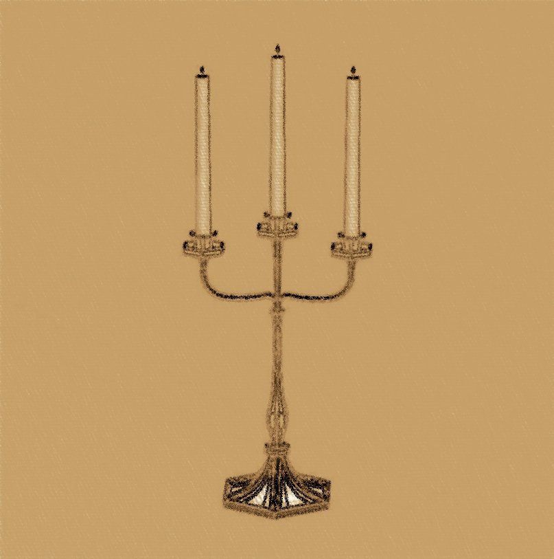 3-armiger Kerzenleuchter / Kandelaber aus Messing