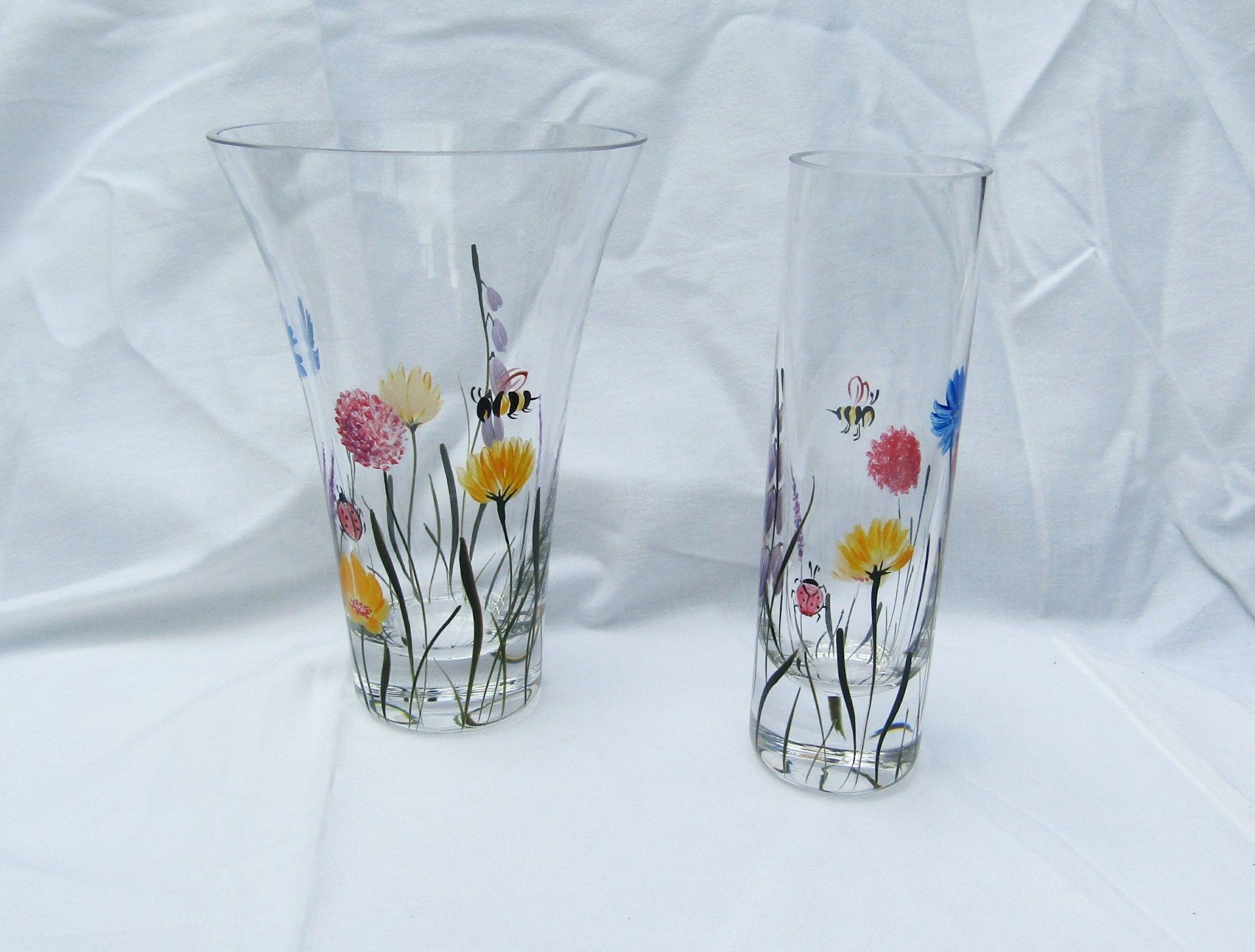 Bees and Ladybirds Flare and Bud Vases