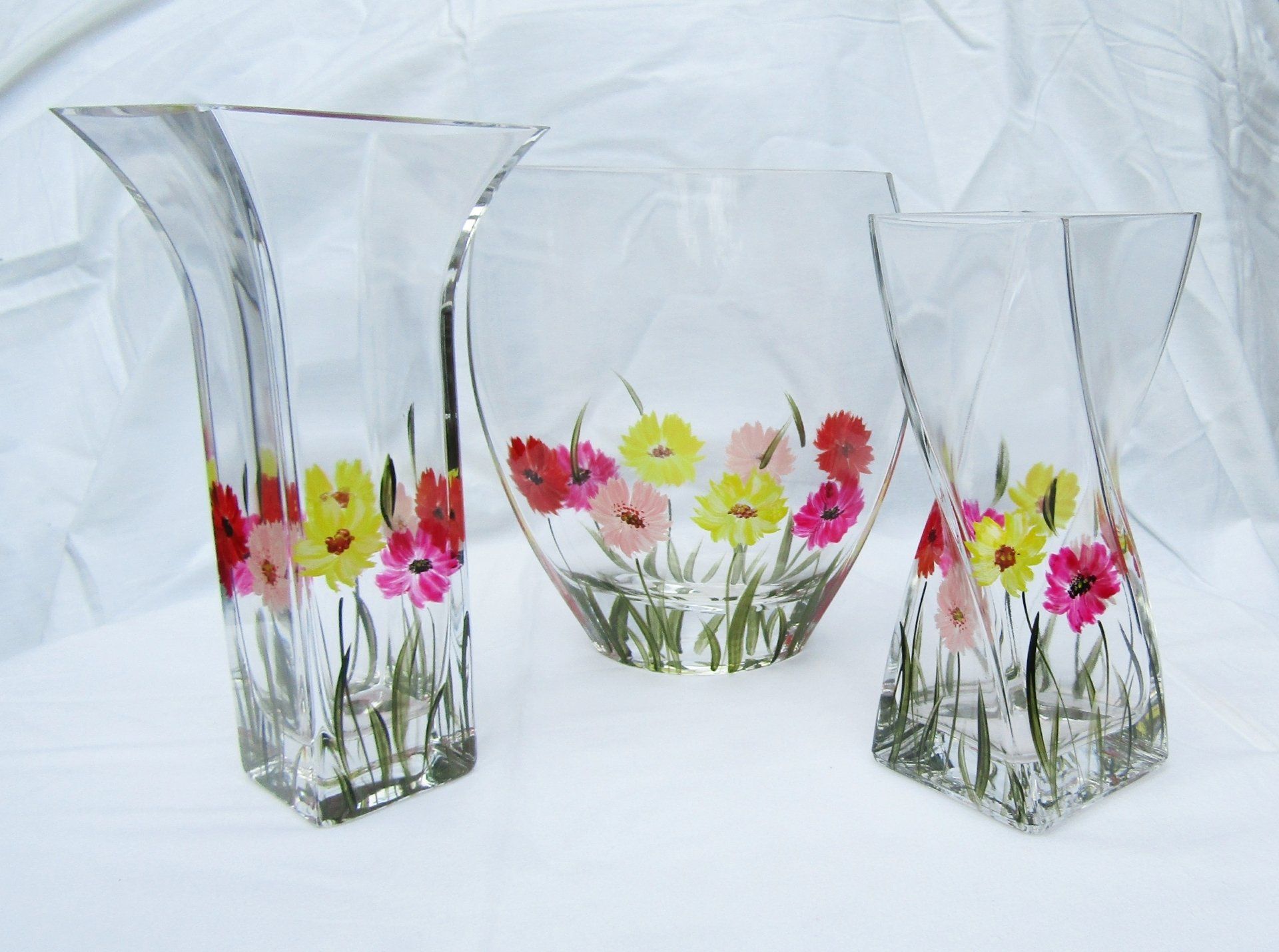 Floral Square Oval Twist Vases