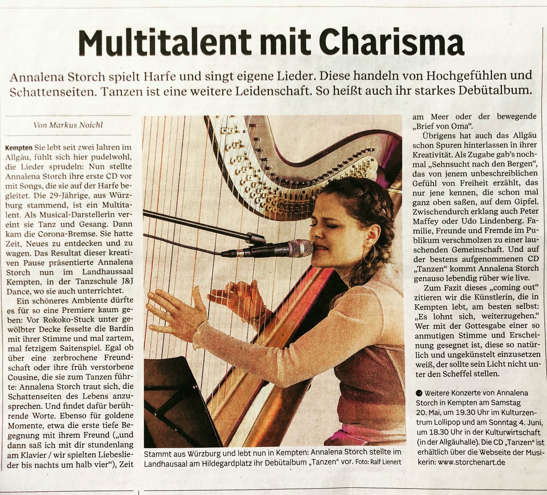 Landhaussaal Kempten Konzert Annalena Storch