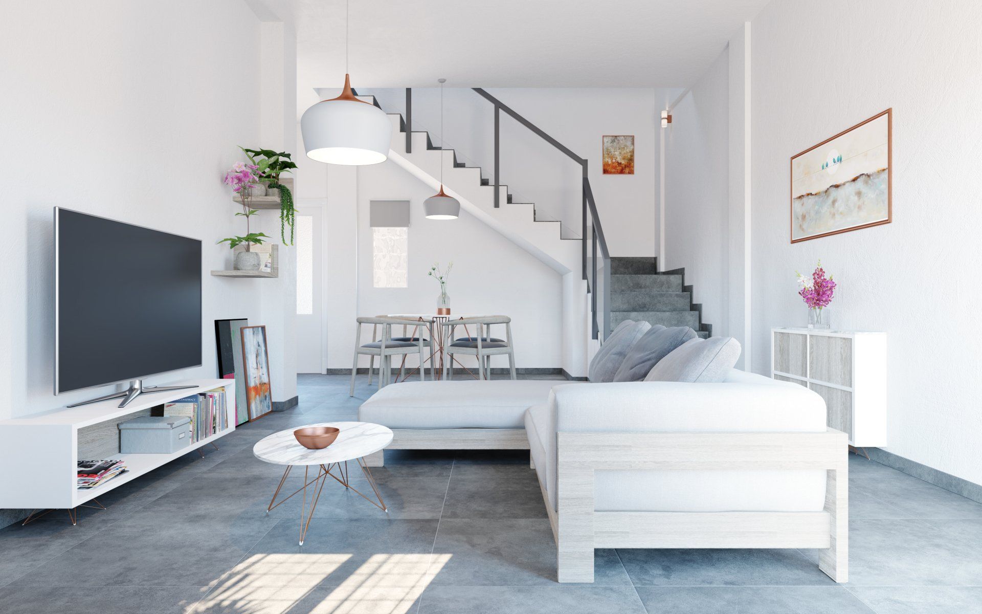 Estudio CGM render, infografía 3d,14 Dúplex y viviendas con local. Interior Roquetas de Mar, Almeria 2