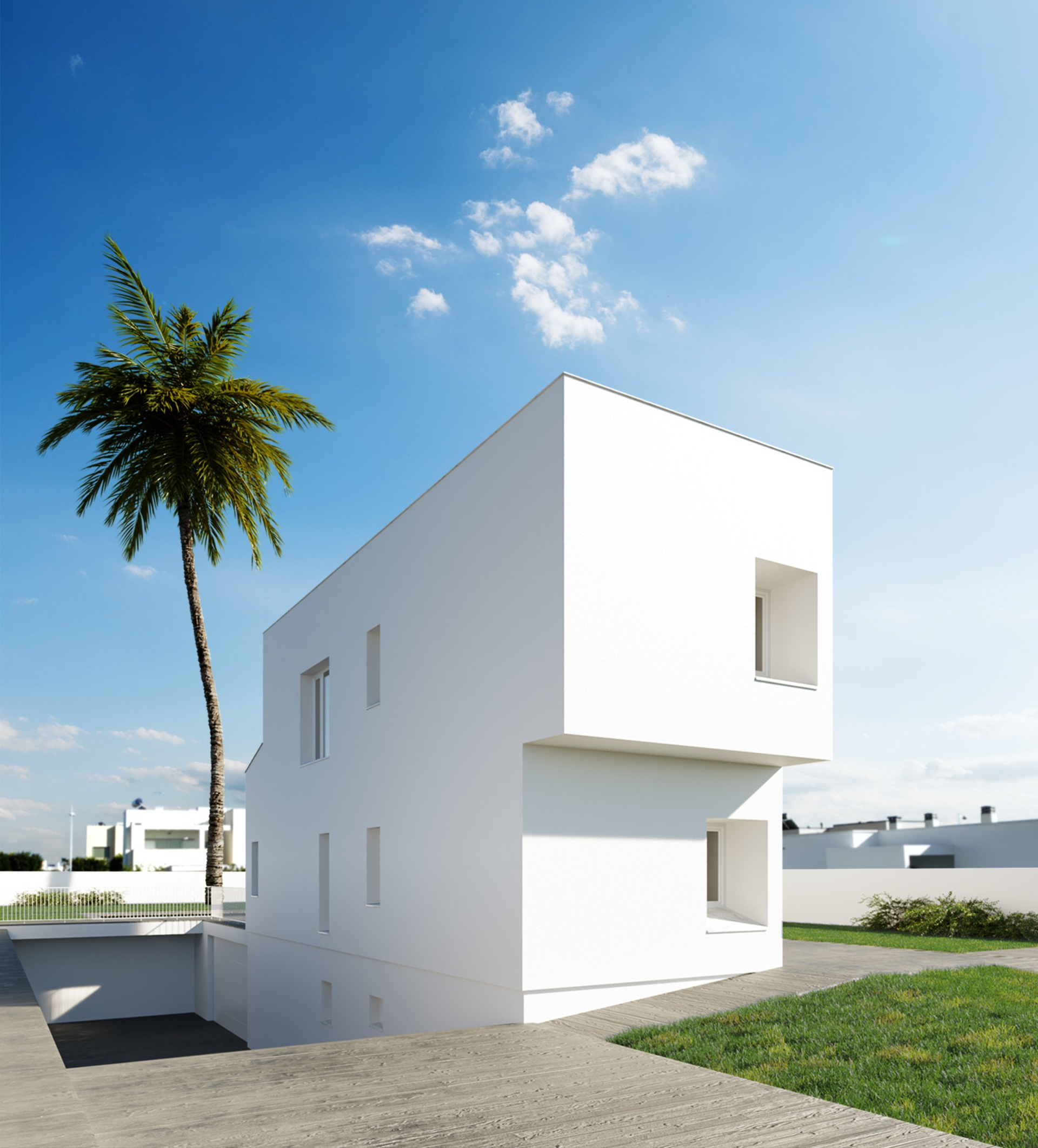 Estudio CGM render, infografía 3d, Exterior Almeria El Toyo 2 cuadrada