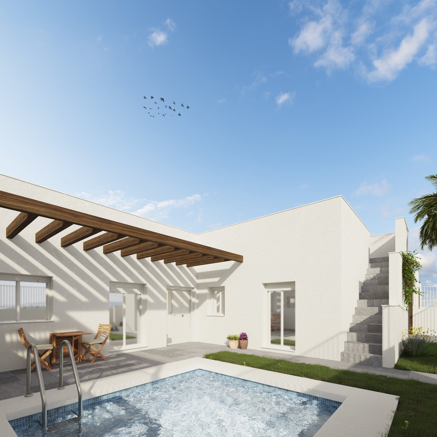 Estudio CGM render, infografía 3d, 4 viviendas La Alfoquía 3