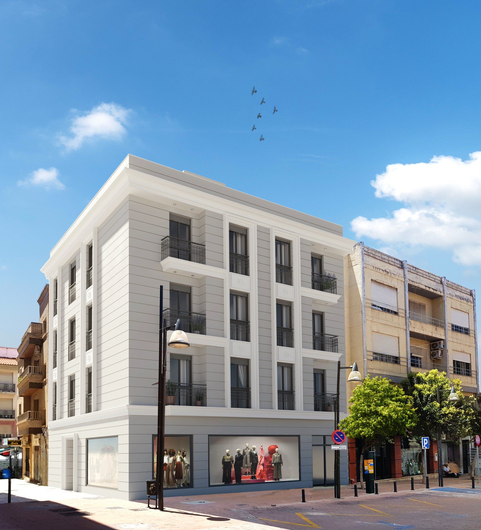 Estudio CGM render, infografía 3d, Edificio 6 viviendas y local, Motril, Granada