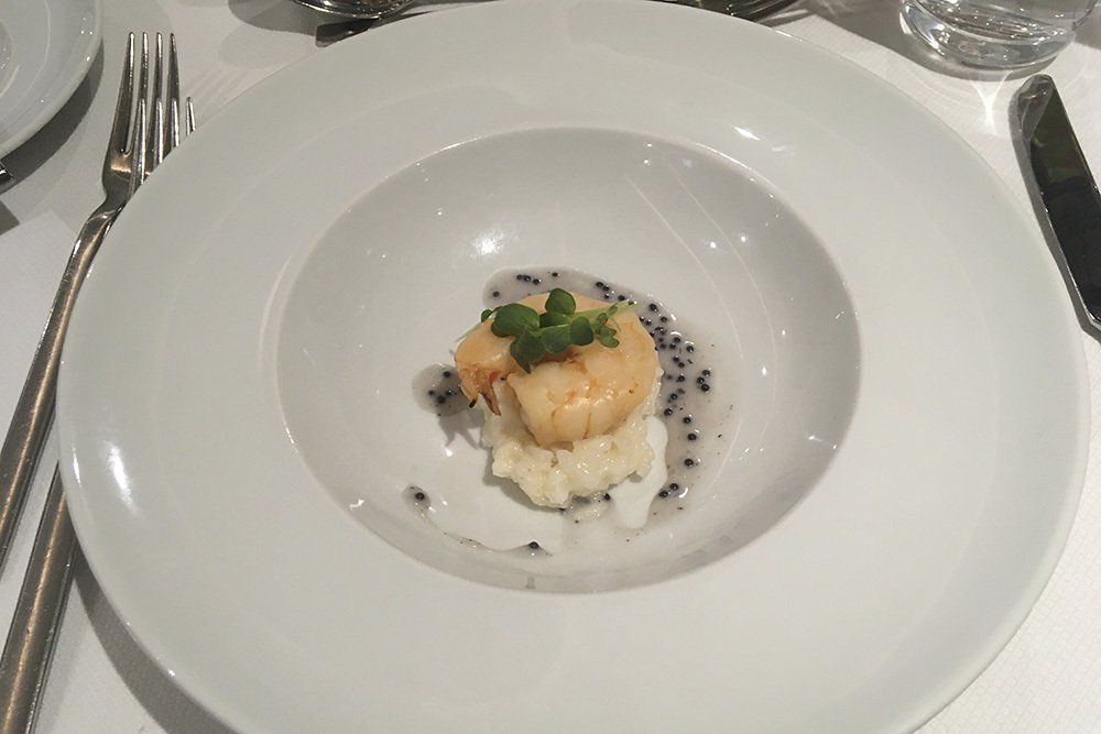 Duett von Weissweinrisotto und Riesengarnele