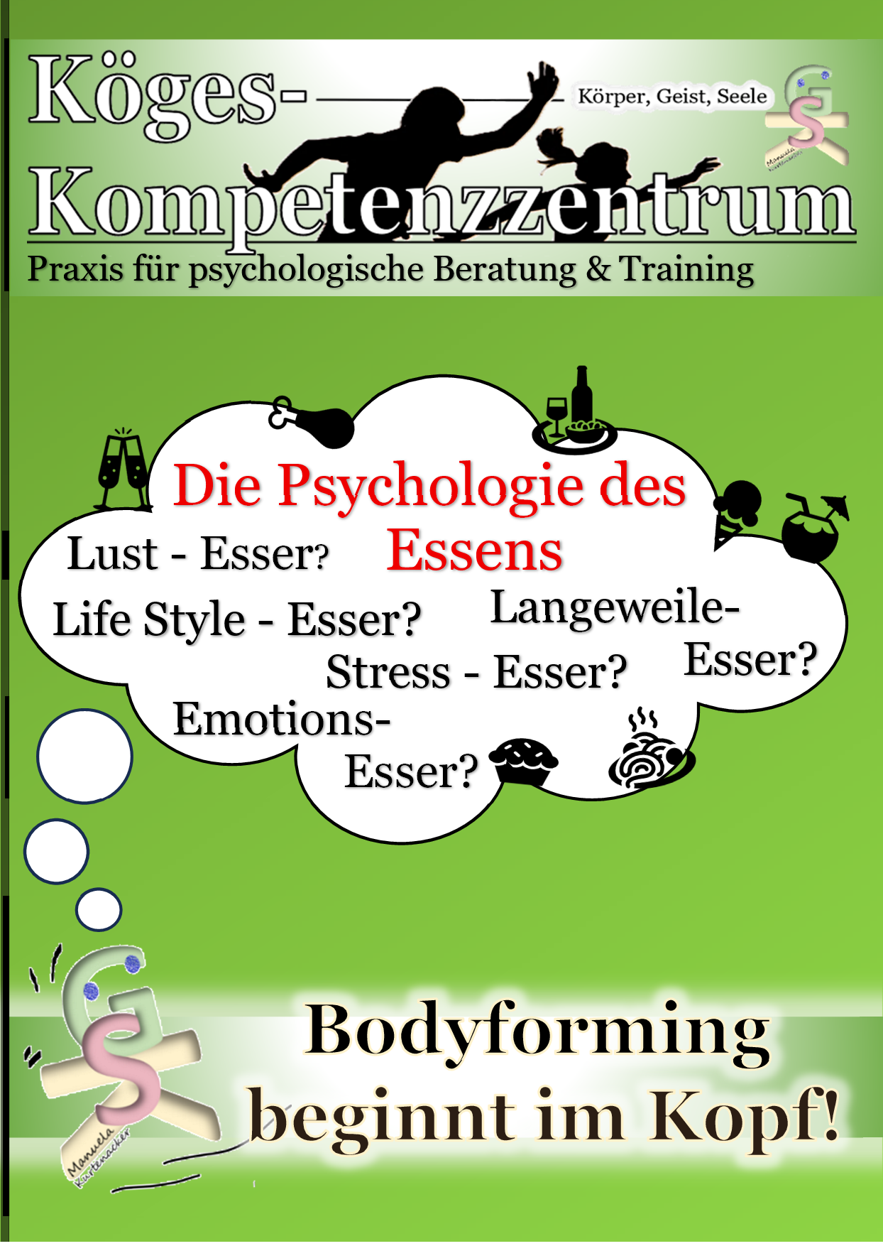 Bild mit Schriftzug zur Psychologie des Essens und Nahrungsgrafiken