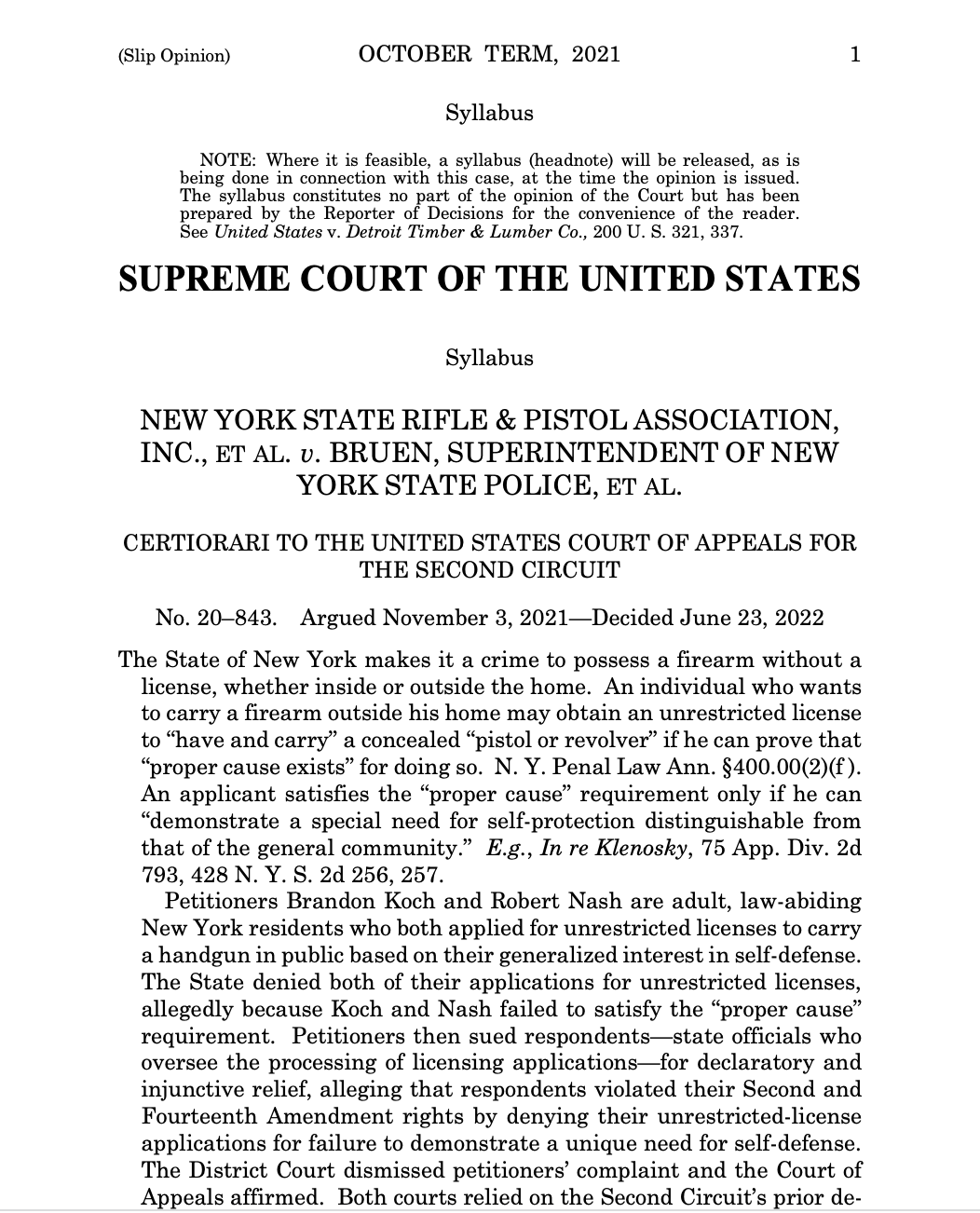 The supreme court has given a significant ruling on gun rights.