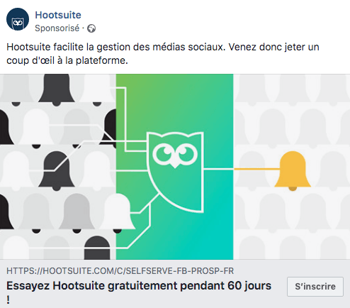 Exemple de publicité Facebook de conversion