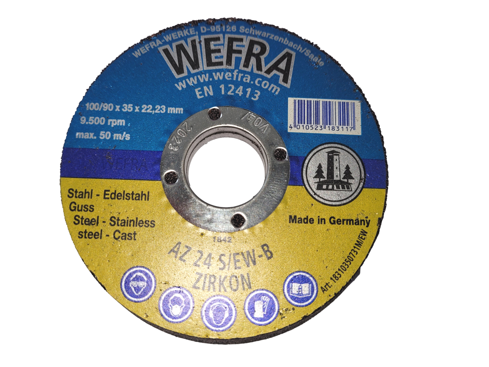 Schleiftopf WEFRA Metall A16P, A24P, A36P für den Flächenschliff von Metall, auch zur Bearbeitung von Schweißnähten geeignet. Spezialausführung, konische Form, mittelharter Topf, hohe Zerspanungsleistung und gute Standzeit.
Einsatzgebiet
Flächenschliff von Metall