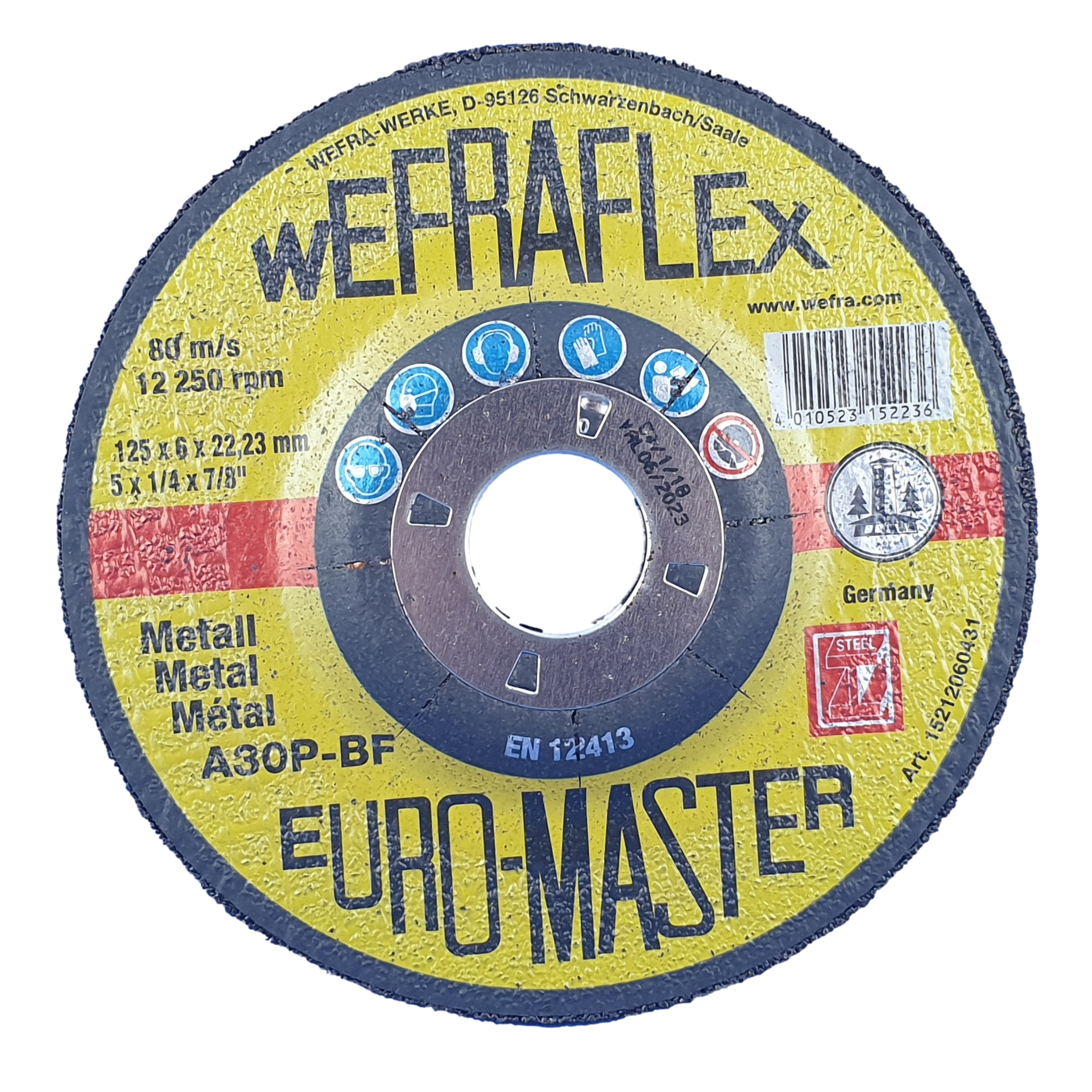 Unsere Universalschruppscheibe für Eisen und Stahl. Die WEFRA EUROMASTER A30P in einer mittleren Härte und Körnung verfügt über eine gute Standzeit und Zerspanungsleistung mit einem Top Preis-/Leistungsverhältnis.
Einsatzgebiet
Universell einsetzbar für Eisen und Stahl