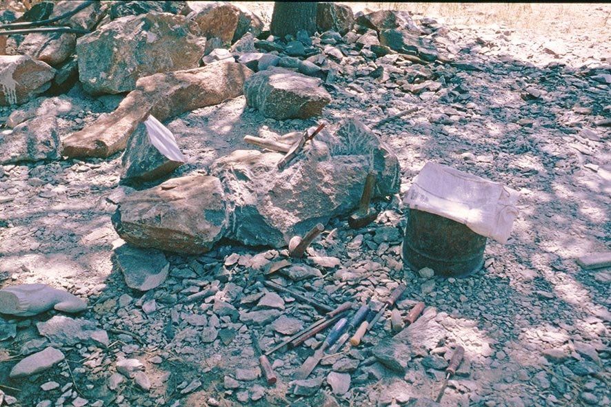 Arbeitsplatz der Bildhauer im Bildhauerdorf Tengenenge