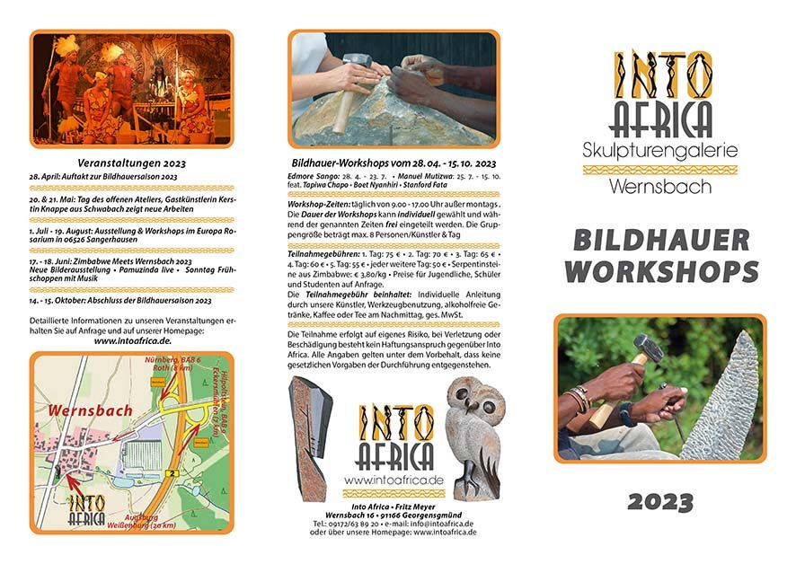 Workshop Flyer anfordern Into Africa Bildhauer Workshop und Bildhauerkurs Workshop Flyer