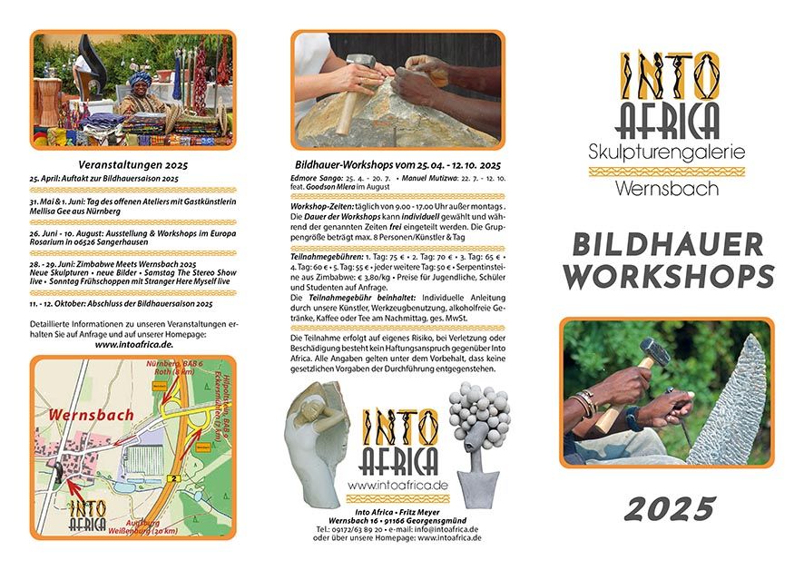 Workshop Flyer anfordern Into Africa Bildhauer Workshop und BildhauerkursAnmeldung