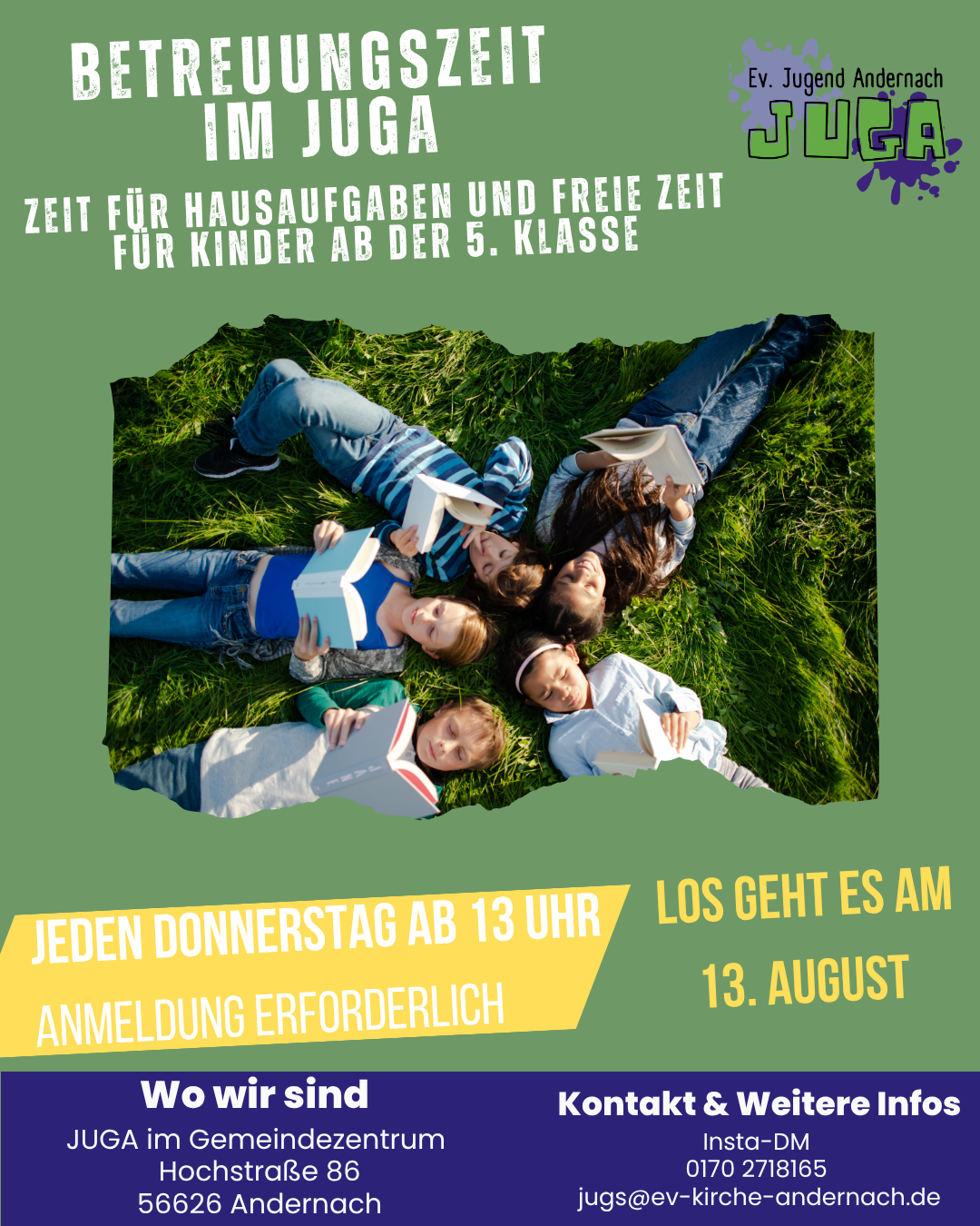 Neues Angebot im JUGA - Beginn nach den Sommerferien (weitere Infos bei Aktionen und Projekten und beim Jugendleiter)