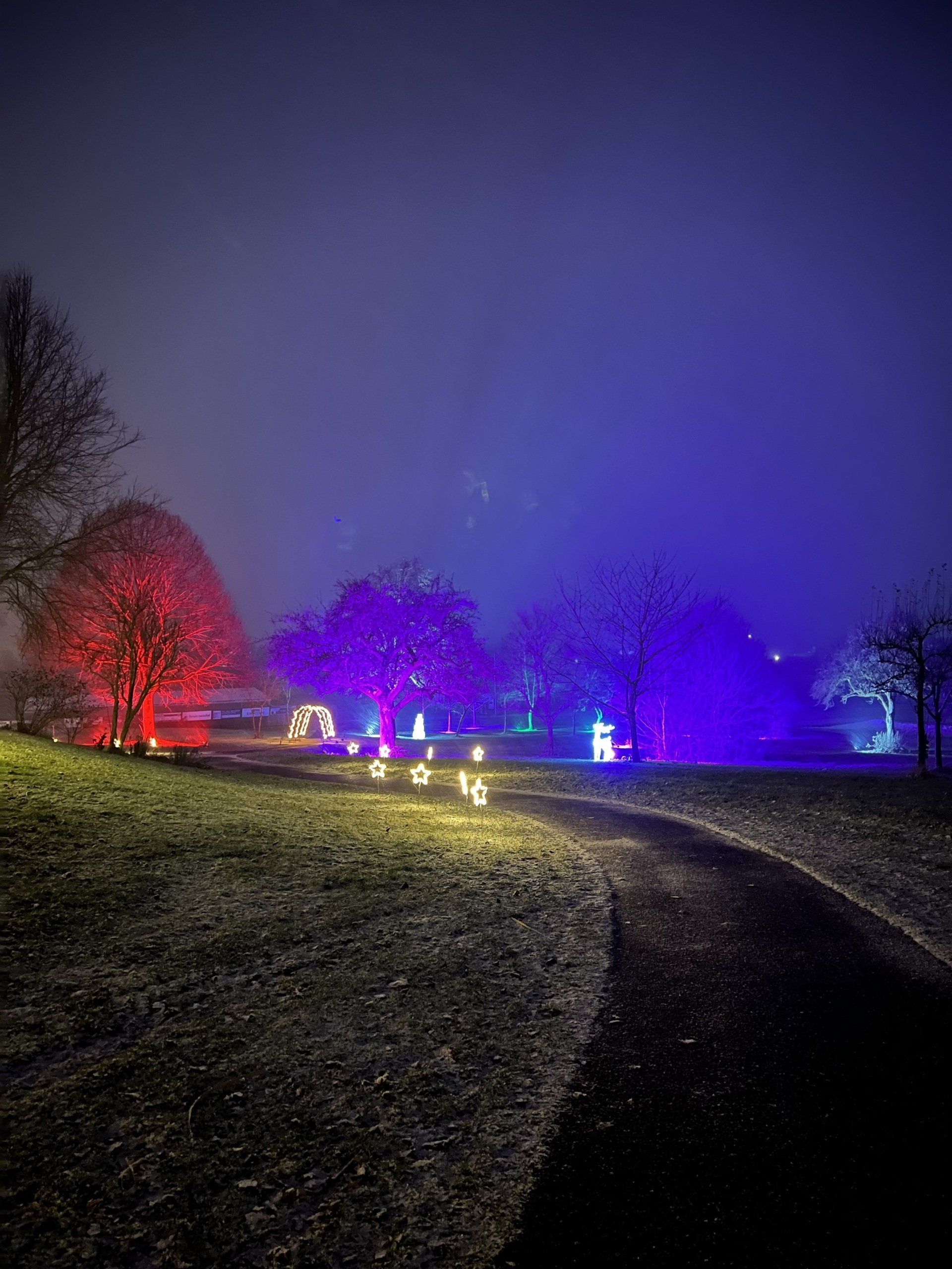 Winterzauber, Winterleuchten, Glühwein trinken, Steak und Wurst im Brötchen geniessen. Tausende LED-Lichter illuminieren über 4 km beleuchtete Wege und Figuren. 5 Märchen mit Originalhörspiel.