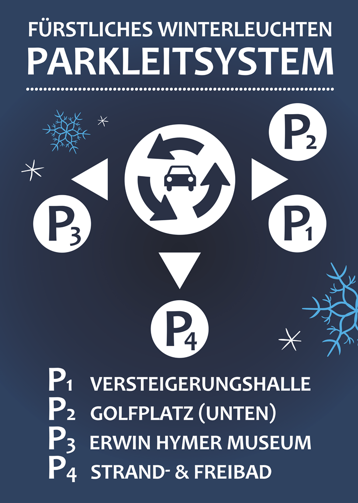 Fürstliches Winterleuchten Parkleitsystem