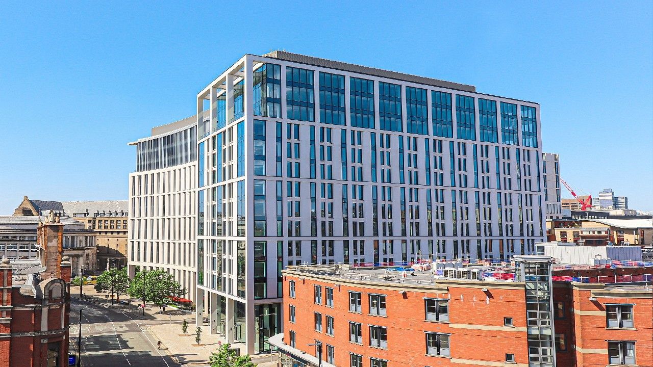 commercial office building with staff