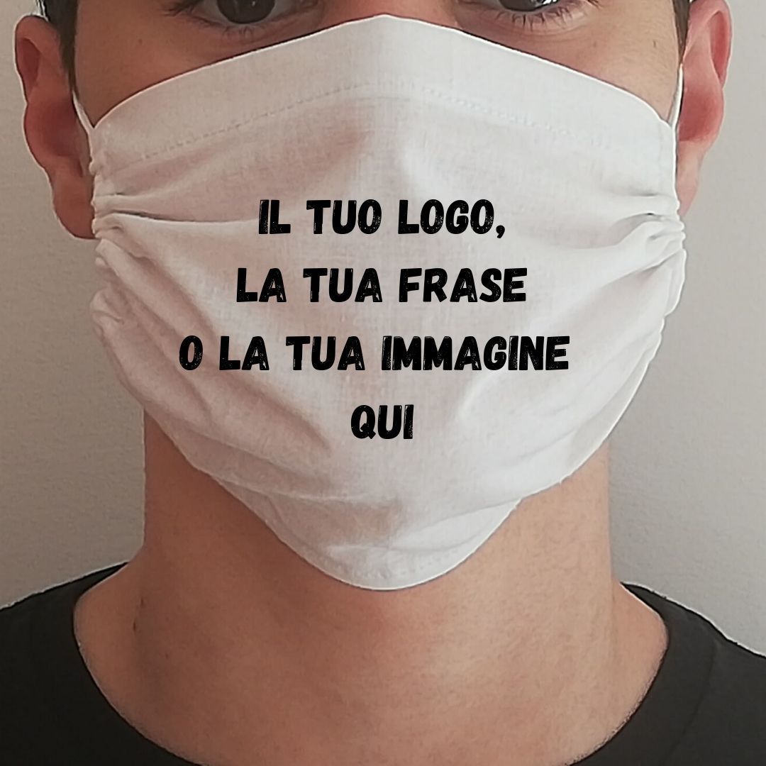 mascherina in tessuto mono facciale personalizzata con il tuo logo ideale per stampa diretta