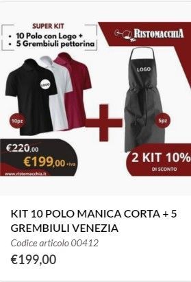 Divisa cameriere con polo e grembiule pettorina