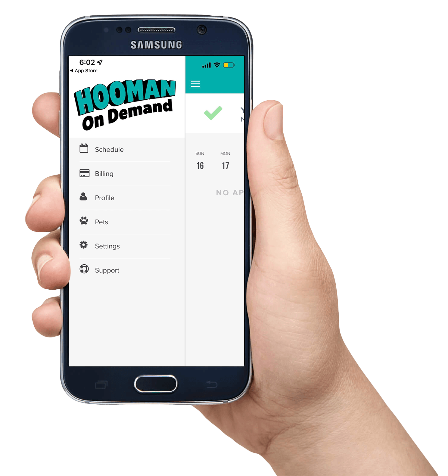 Pet sitter app in Raleigh NC home screen