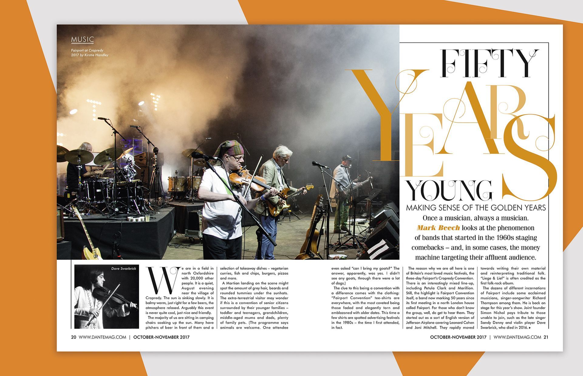 Fifty Years Young Magazine pages for Dante Magazine, October 2017