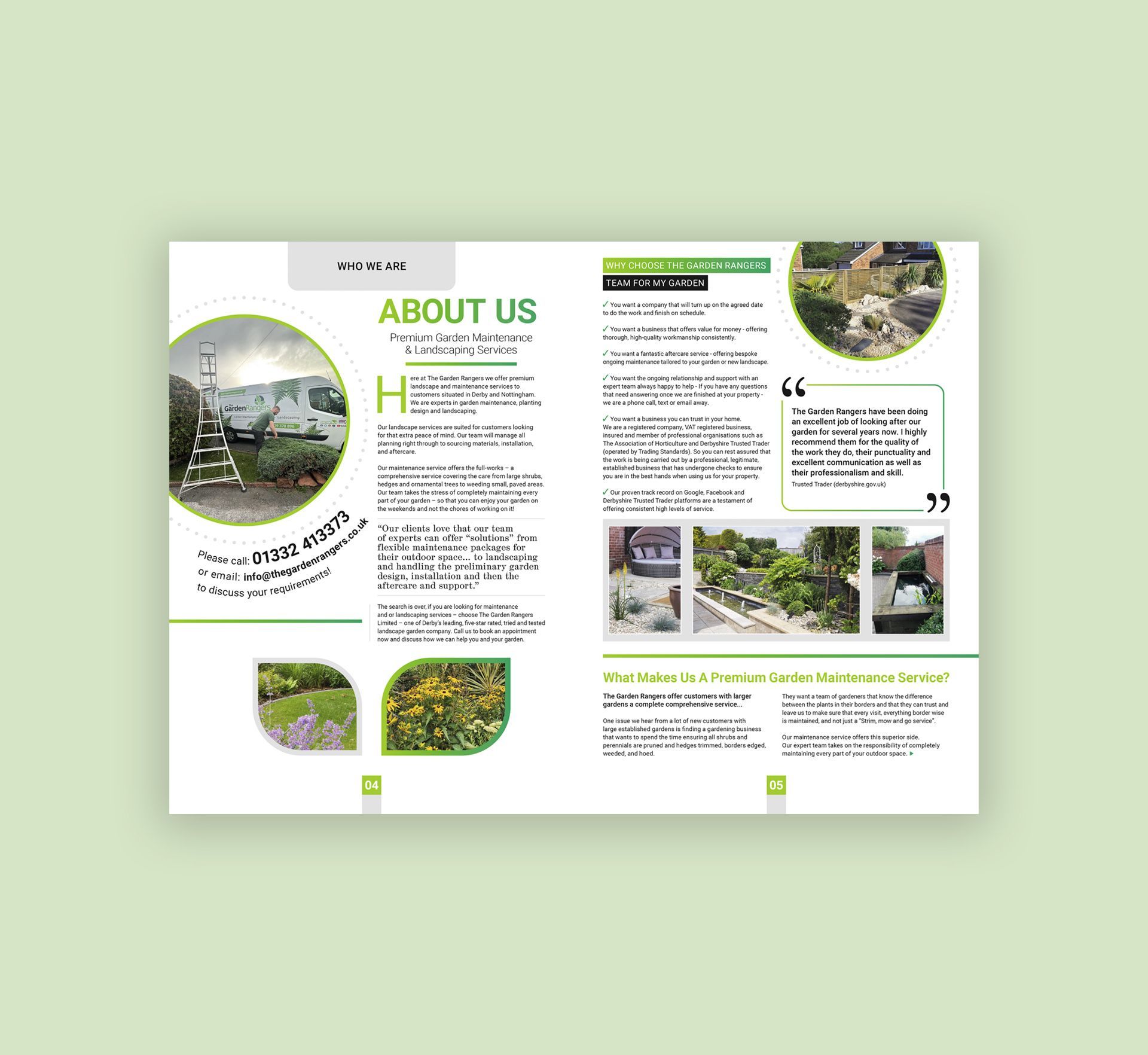 The Garden Rangers brochure about us pages