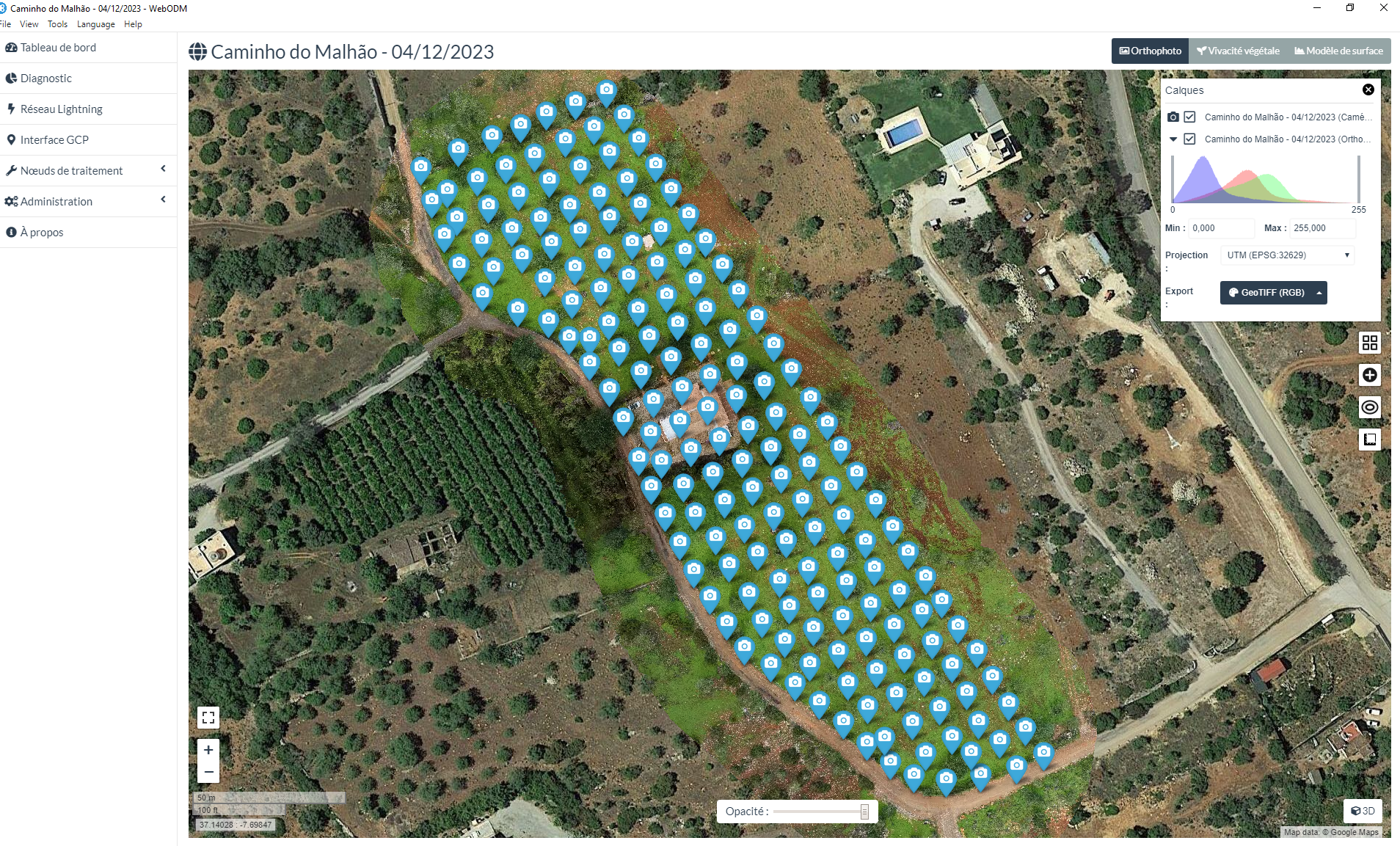 Mission photogrammétrique en drone