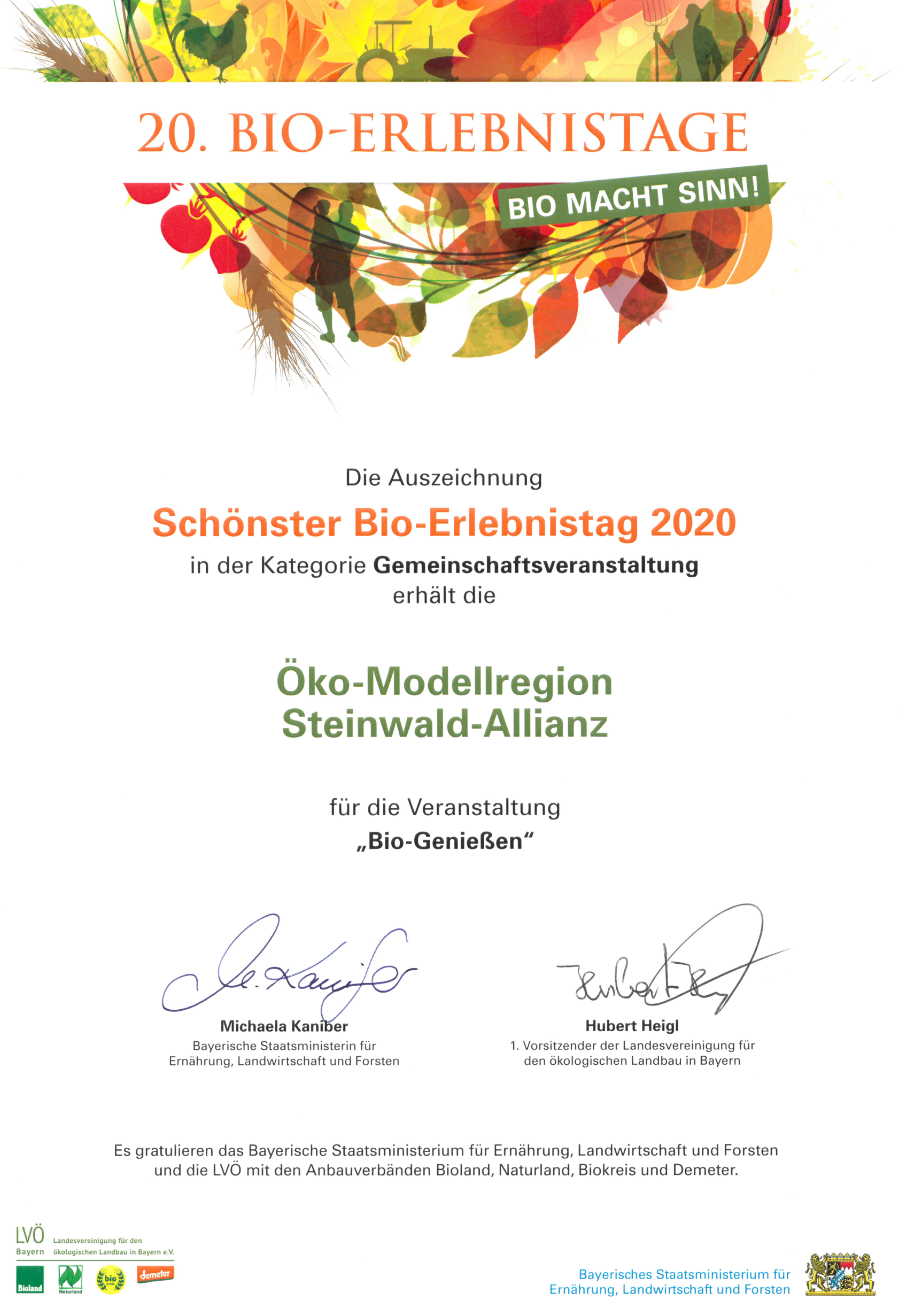 Steinwald-Allianz, Zweckverband, Steinwaldgemeinden, Auszeichnungen