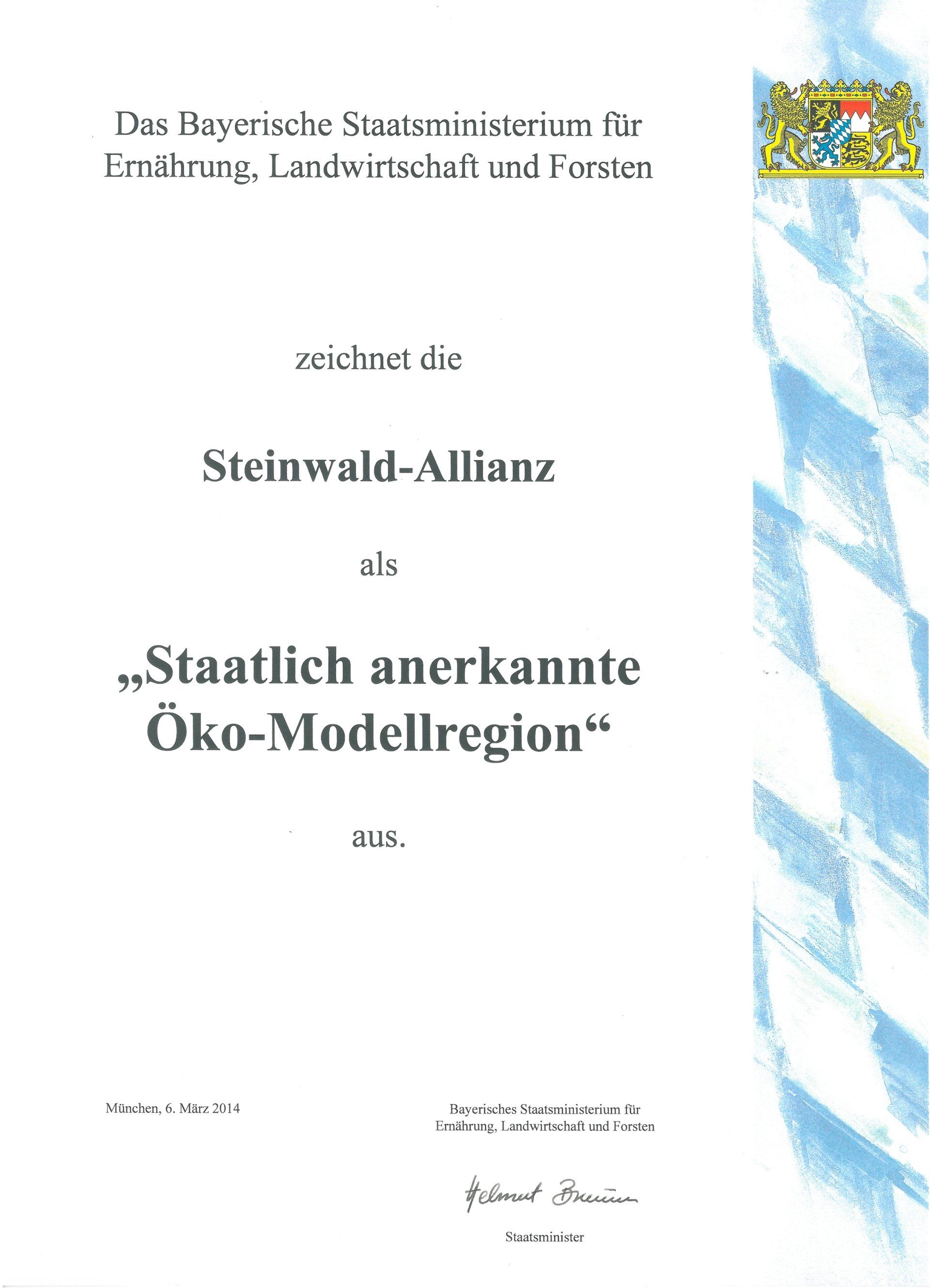 Steinwald-Allianz, Zweckverband, Steinwaldgemeinden, Auszeichnungen