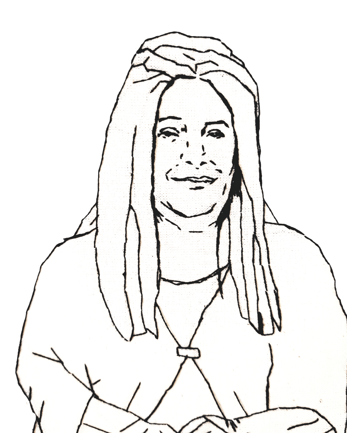 Portrait Stickerei in Handarbeit in Handarbeit gesticktes Portrait einer Frau