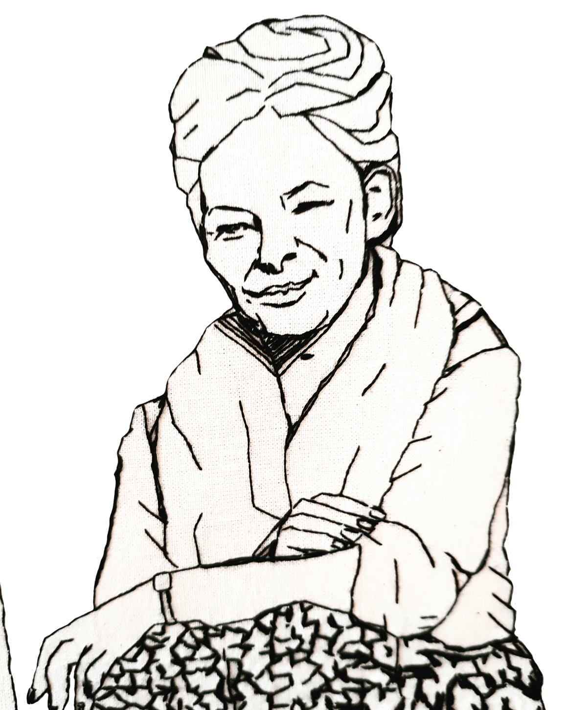 Portrait Stickerei in Handarbeit in Handarbeit gesticktes Portrait einer Frau