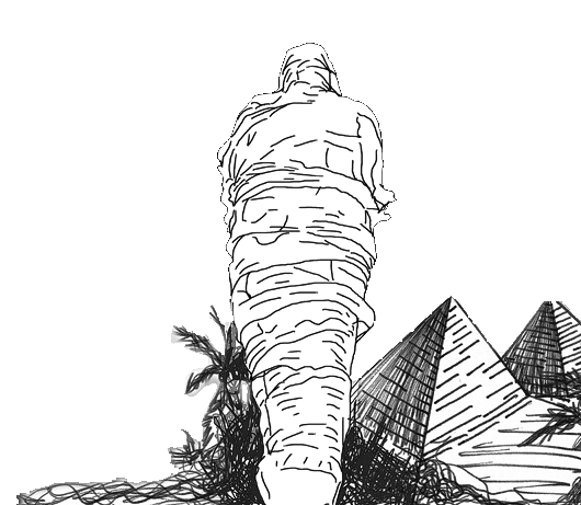 Ägyptische Mumie in Leinenbinden, die mit Stickerei Ägyptische Mumie in Leinenbinden, die mit Stickerei