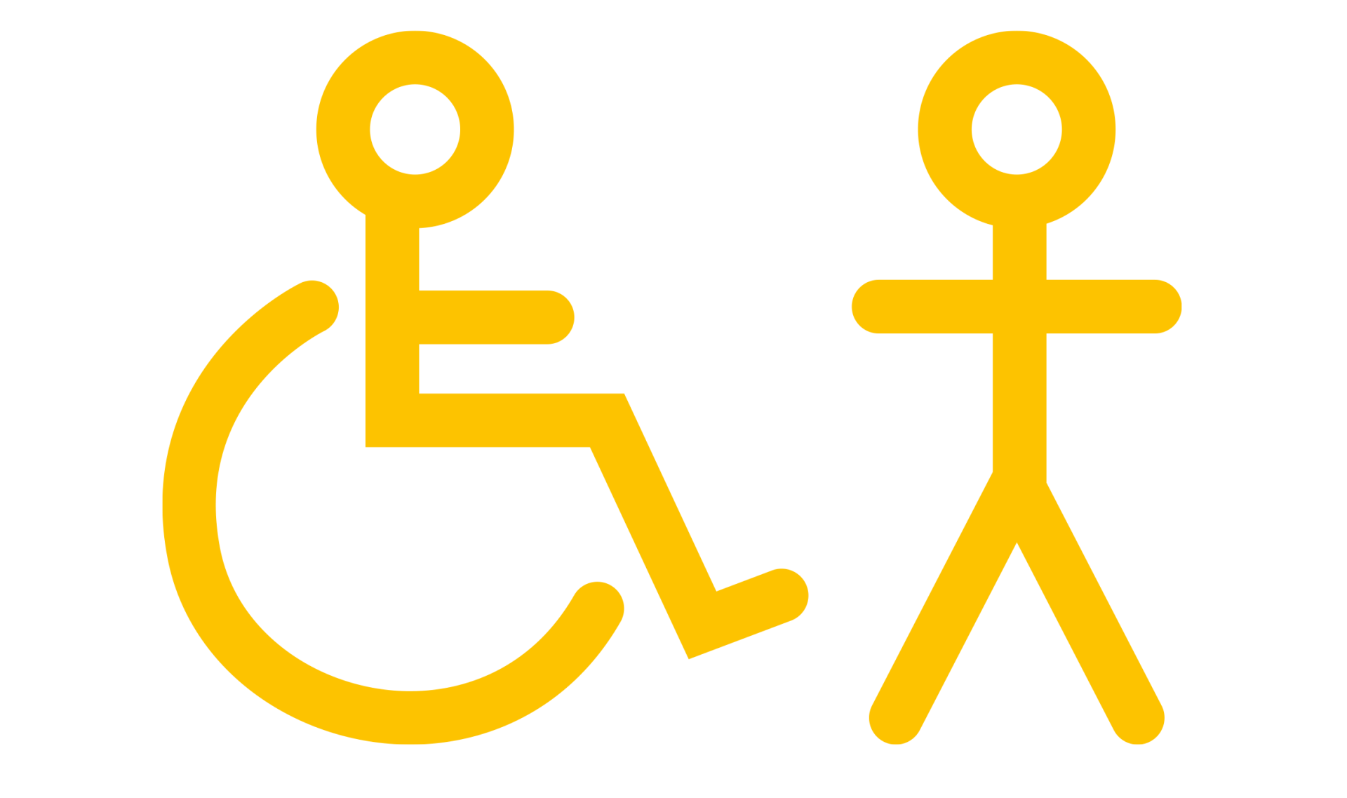 an icon with a person in a wheelchair and a person standing demonstrating Nell Bank has full wheelchair access